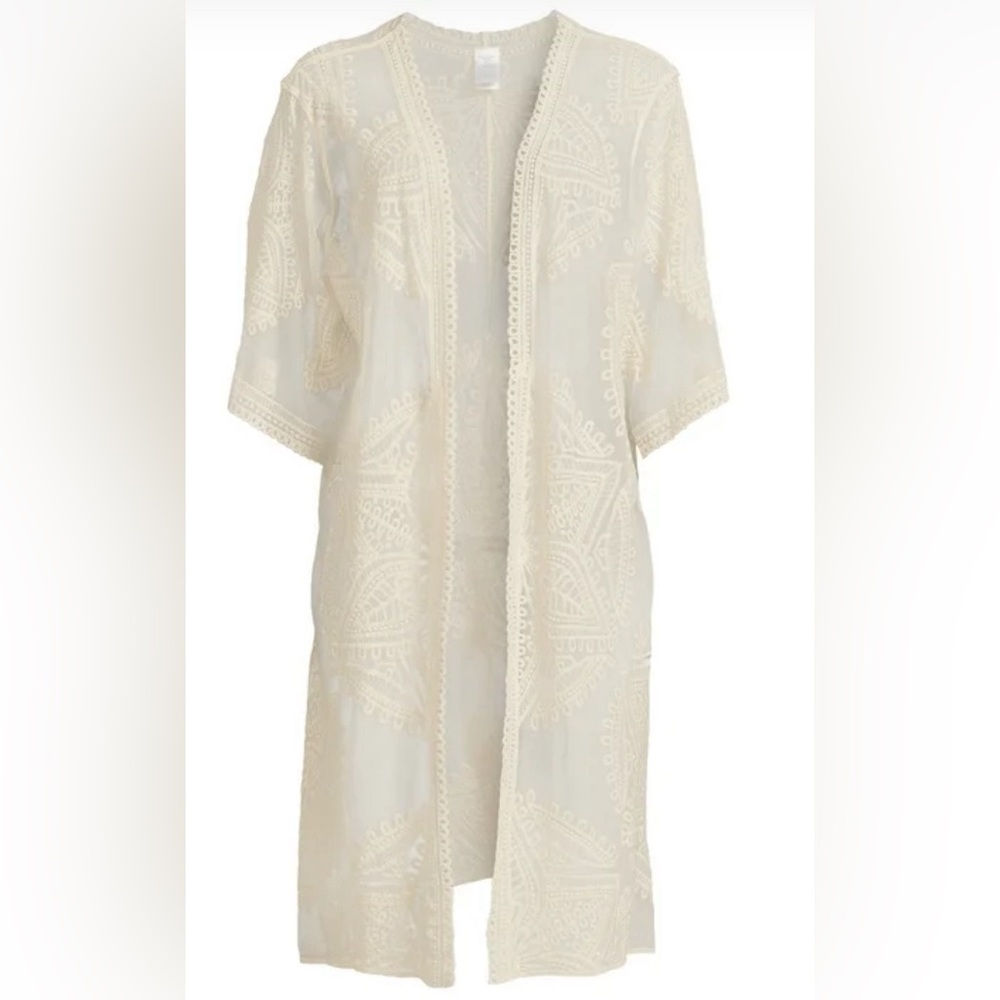 Woven Heart 100% cotton Kimono. Ivory/cream. Women’s OS‎
